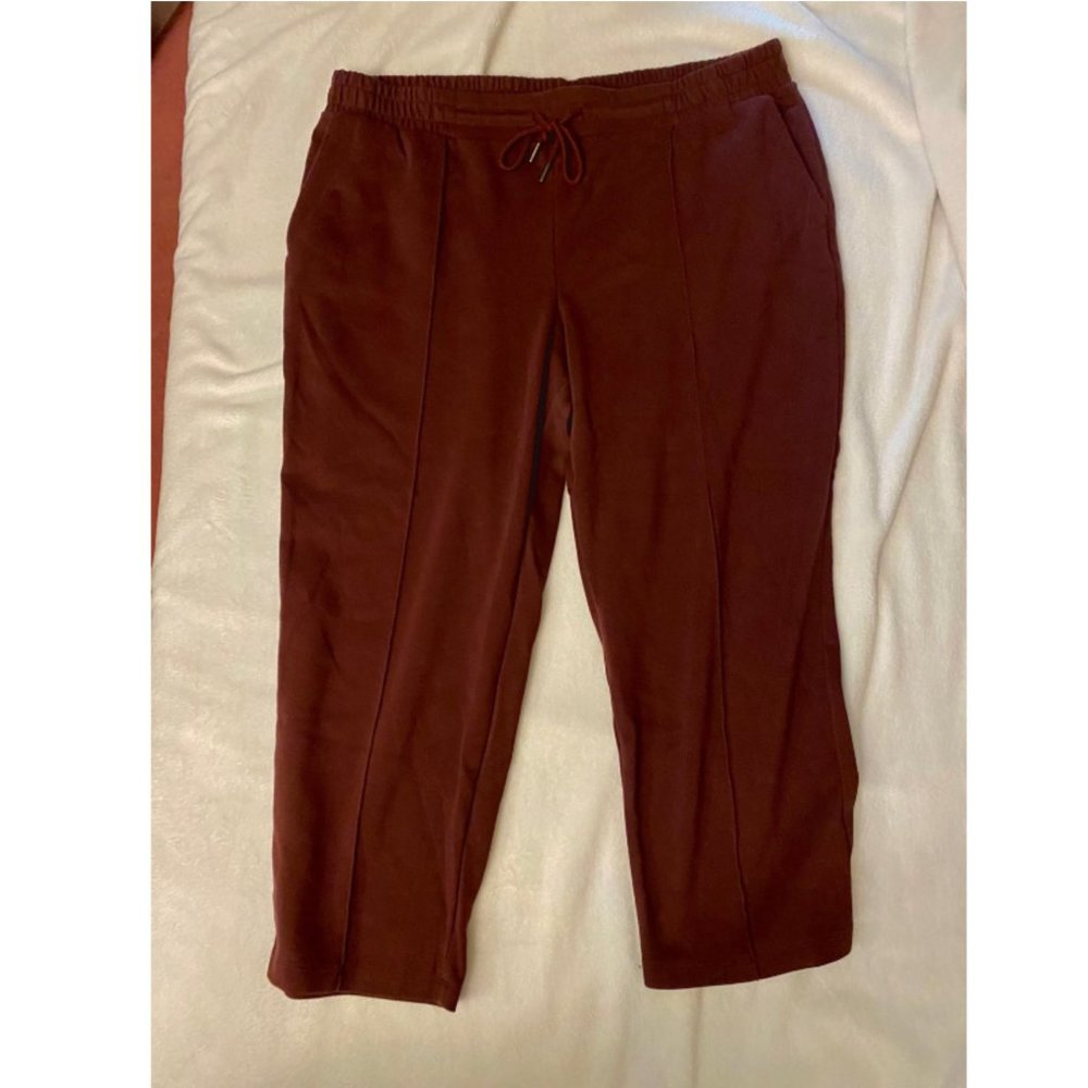 High-Rise Knit Drawstring Ankle Pull-On Pants - A New Day™ Burgundy XXL